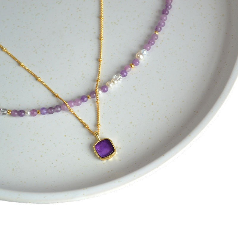 Stylish Detachable All-Match Purple Crystal Necklace For Women