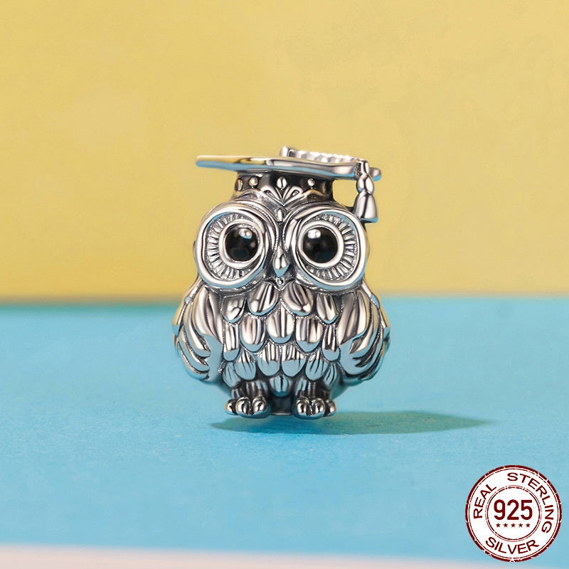 Graduation Season Wisdom Owl Diy Beaded S925 Silver Bead