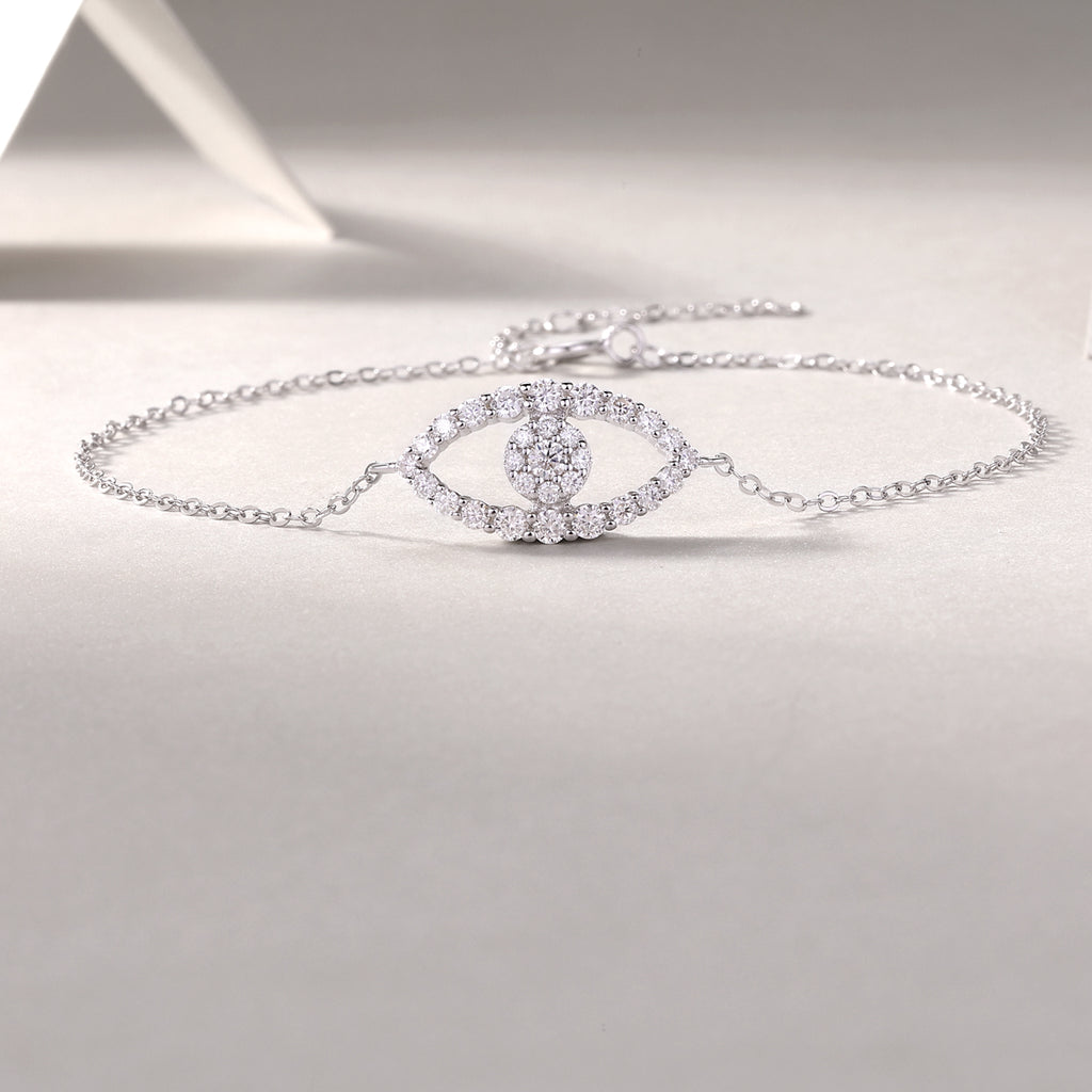 Wish Fairy - A Fashionable And Light Luxury Jewelry Silver Bracelet And Bracelet Set With Top-quality Moissanite, S925 Silver Electroplated Platinum