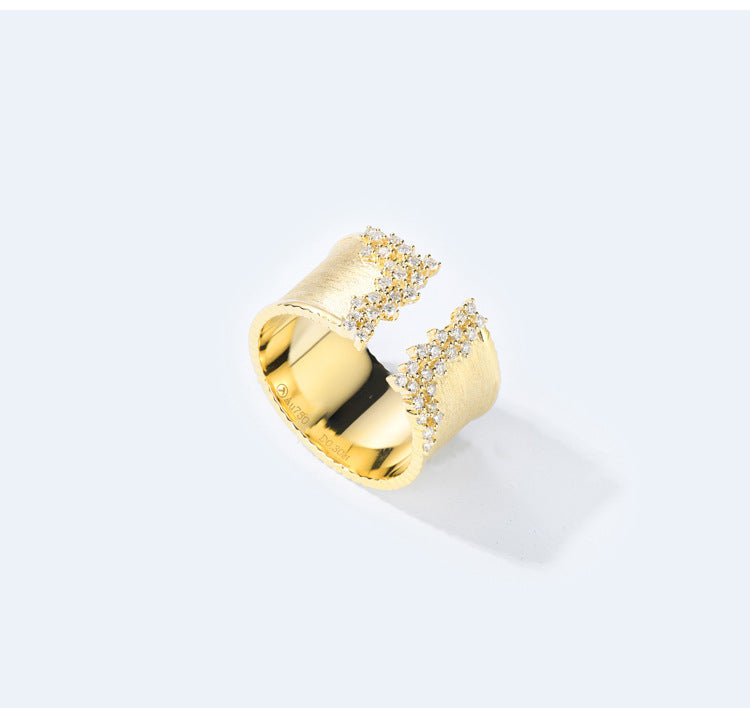 French-style High-end Micro-pave Open Ring For Women