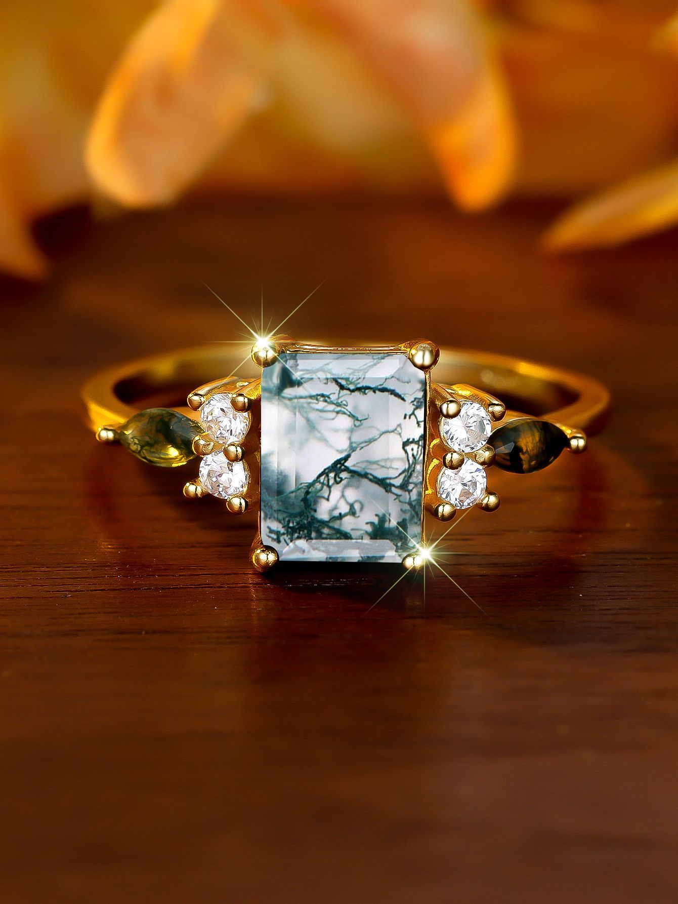 Light-luxury Geometric Edge Horse-eye Aquascaping Ring