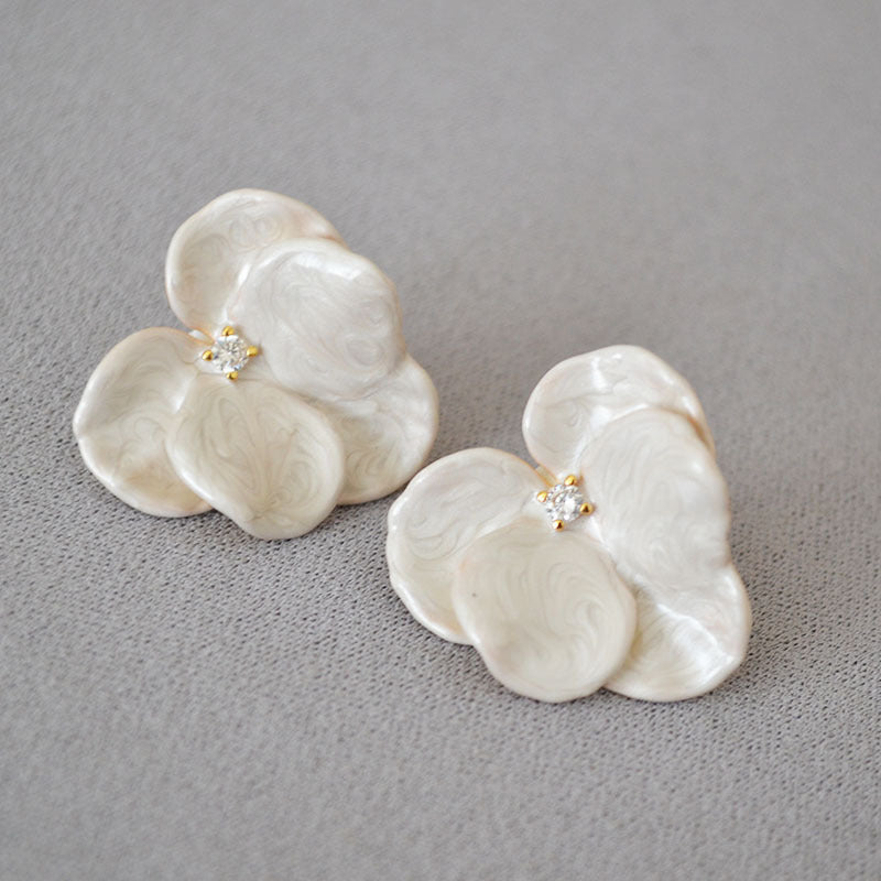 Handmade Enamel Orchid And Butterfly Earrings