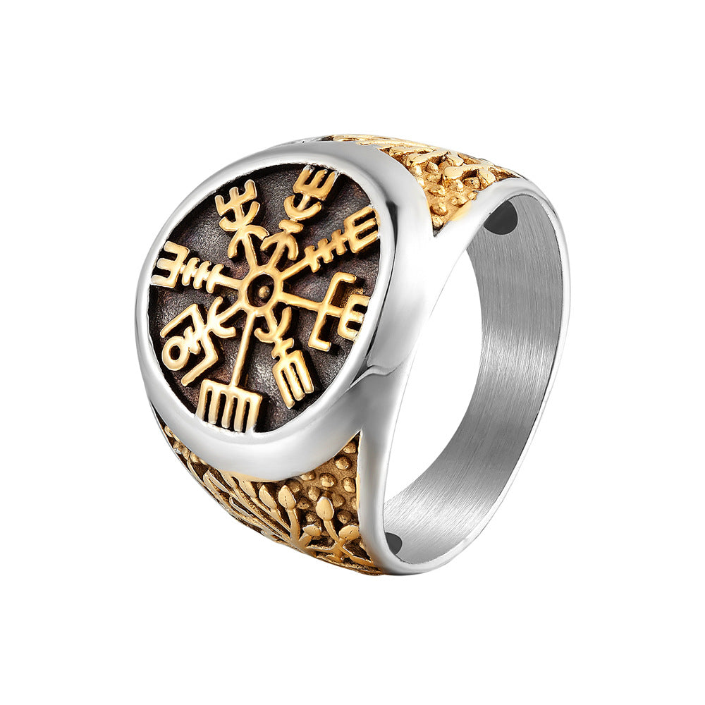 Men's Stainless Steel Ring Mythical Viking Rune Vintage World Tree Design