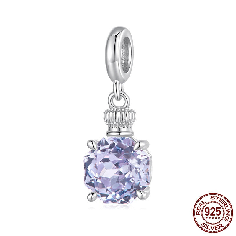 Purple Perfume Bottle Diy Pendant Parts Fashion S925 Sterling Silver Beads