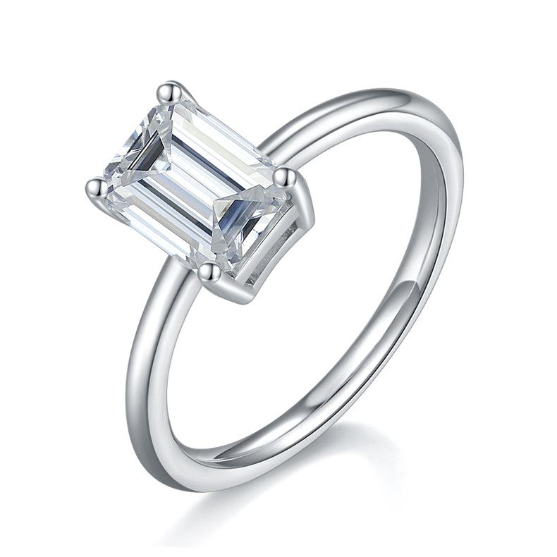 Octagonal Moissanite Set With Top-quality Moissanite Luxury And Fashionable Light Luxury Jewelry Silver Ring S925 Silver Electroplated With Platinum