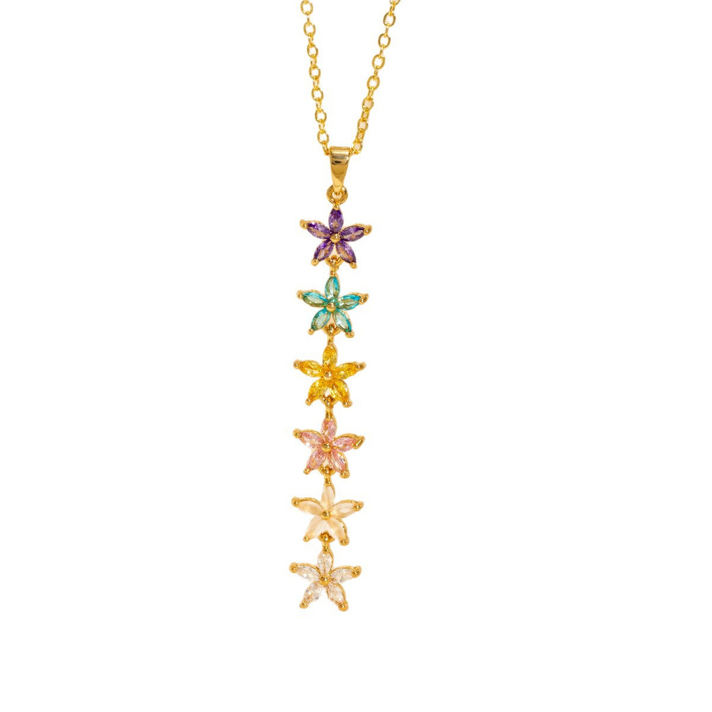 Exquisite Long Necklace With Colorful Zirconia And Elegant Tassels
