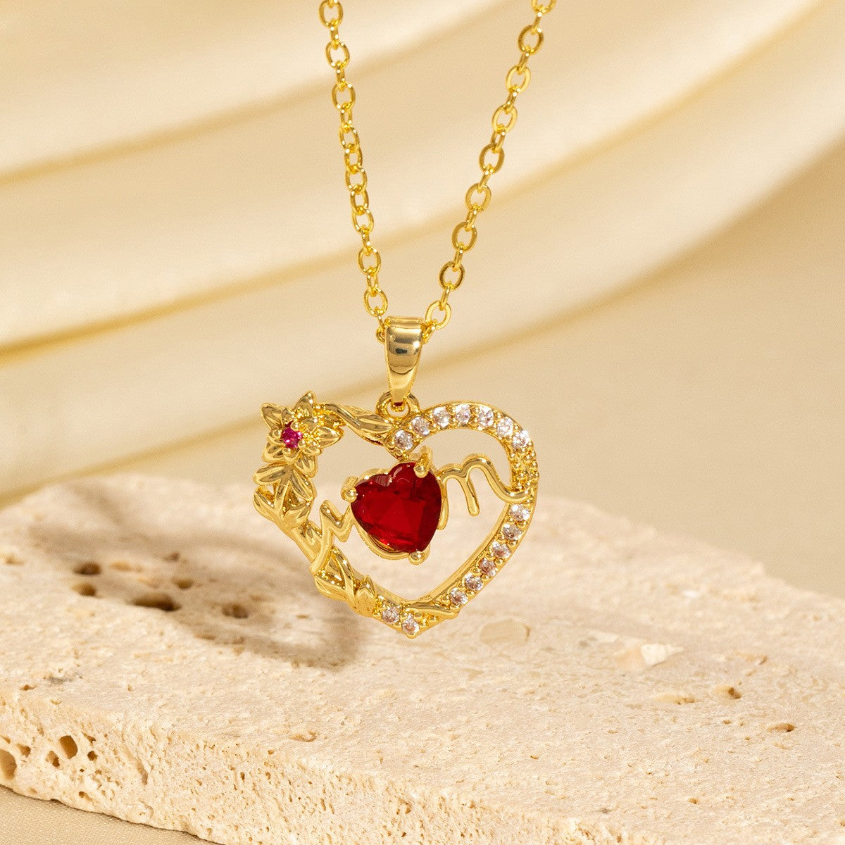 Light-luxury Vintage Micro-pave Zircon Heart Sweater Chain