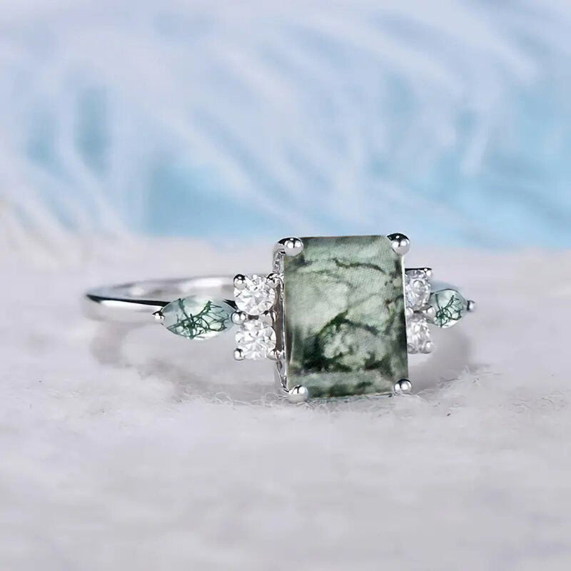 Light-luxury Chinese-style Square Geometric Ring