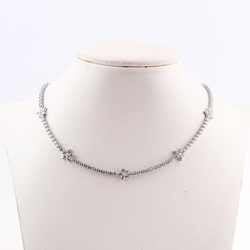 Flower Necklace With Delicate Micro-paved Zircons