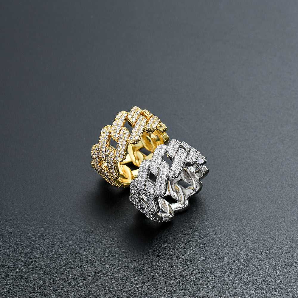 11mm Full-Zirconia Cuban Ring In Zircon