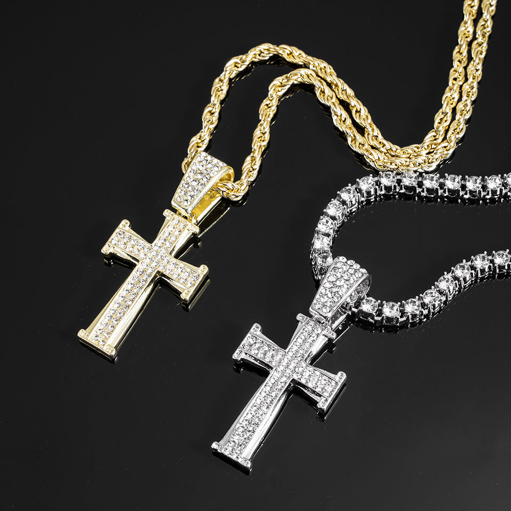 Hip-Hop Cross Necklace Personalized Zinc Alloy Design