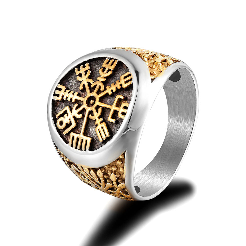 Men's Stainless Steel Ring Mythical Viking Rune Vintage World Tree Design