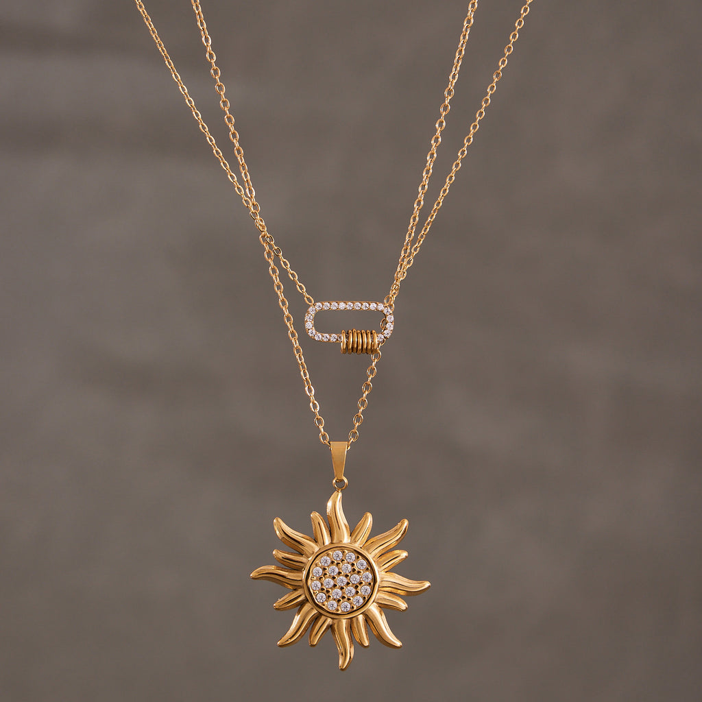 Stainless Steel Sunflower Pendant Necklace