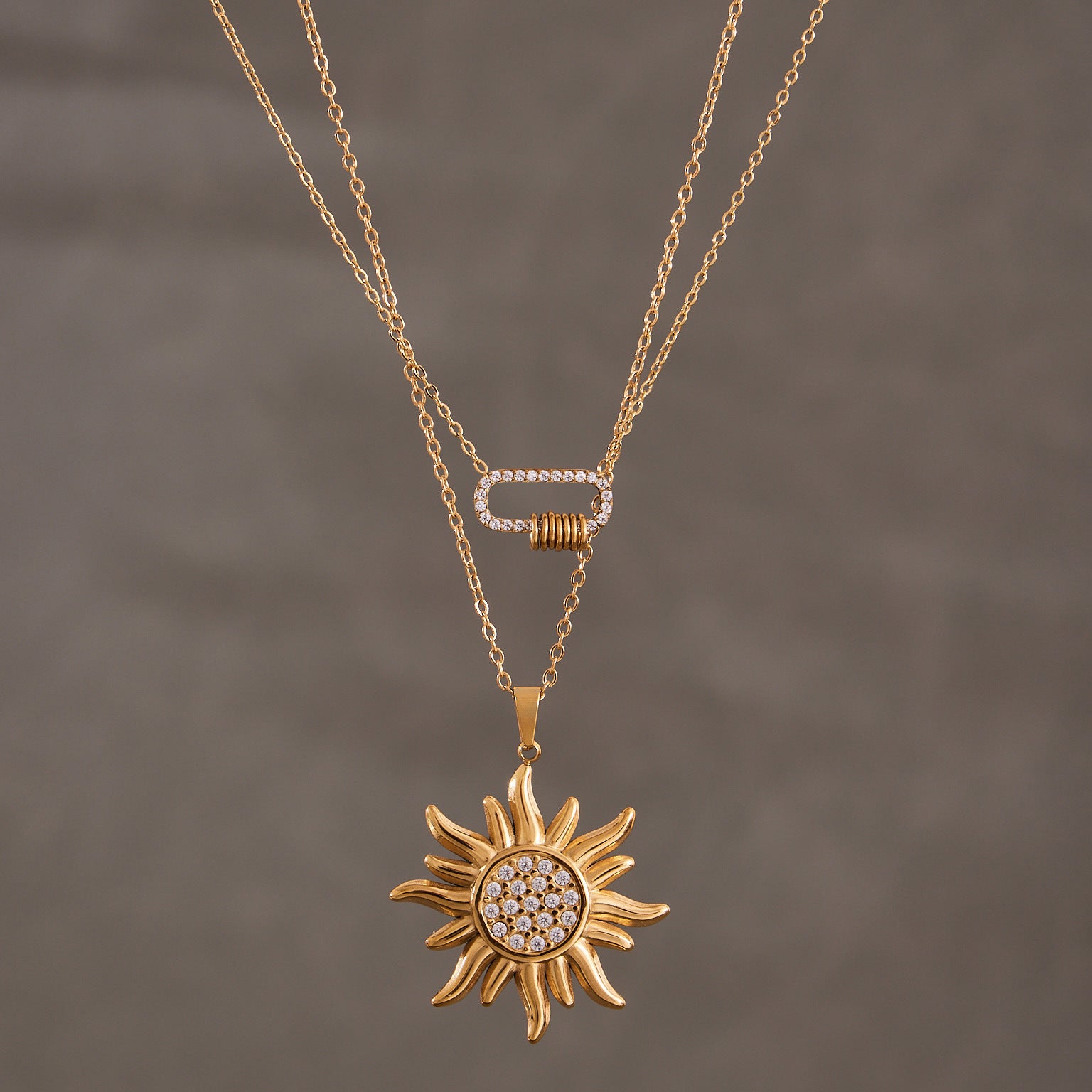 Stainless Steel Sunflower Pendant Necklace