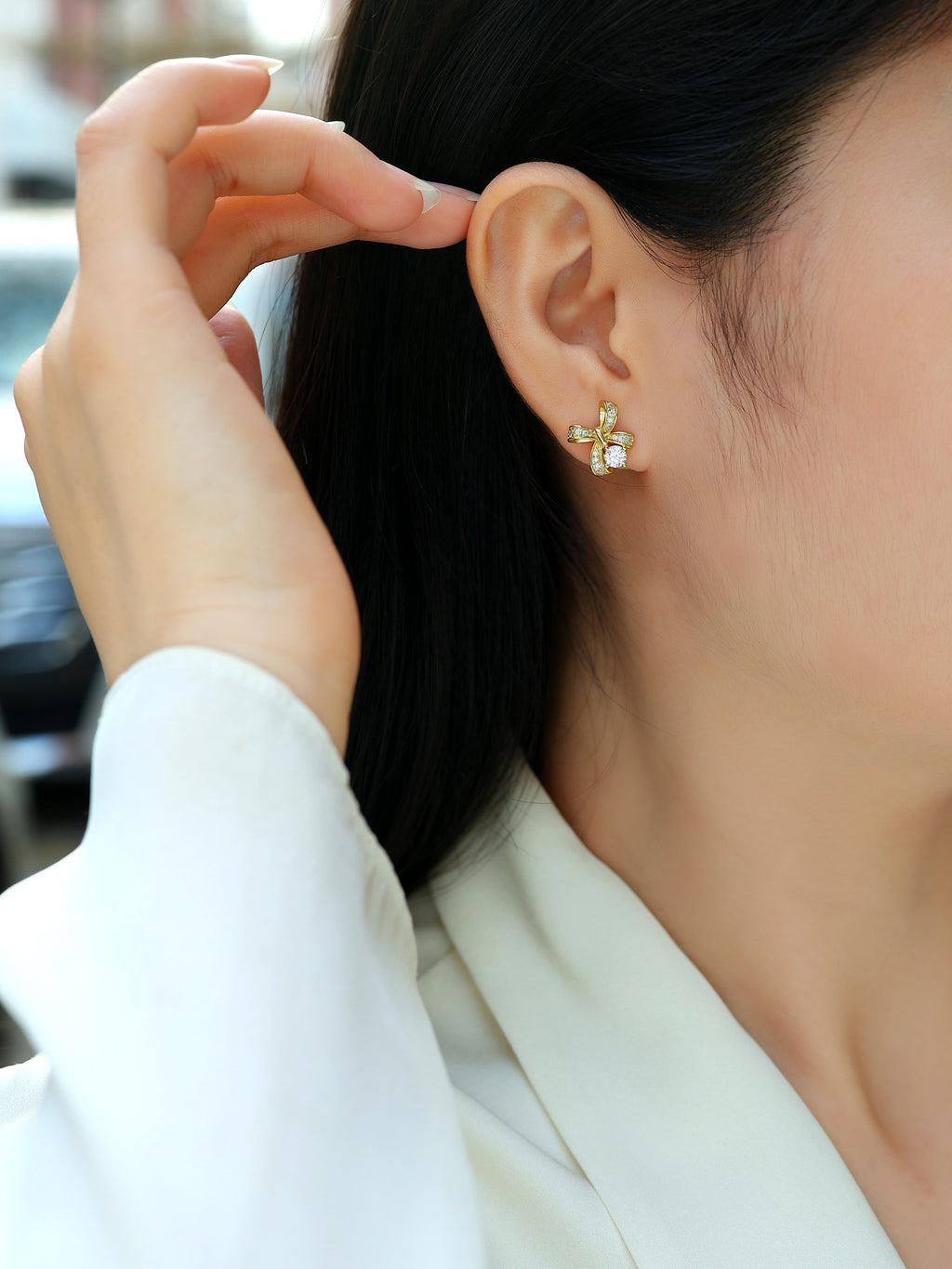Top-quality Moissanite Luxury And Fashionable Light Luxury Jewelry Silver Stud Earrings S925 Silver Plated Platinum