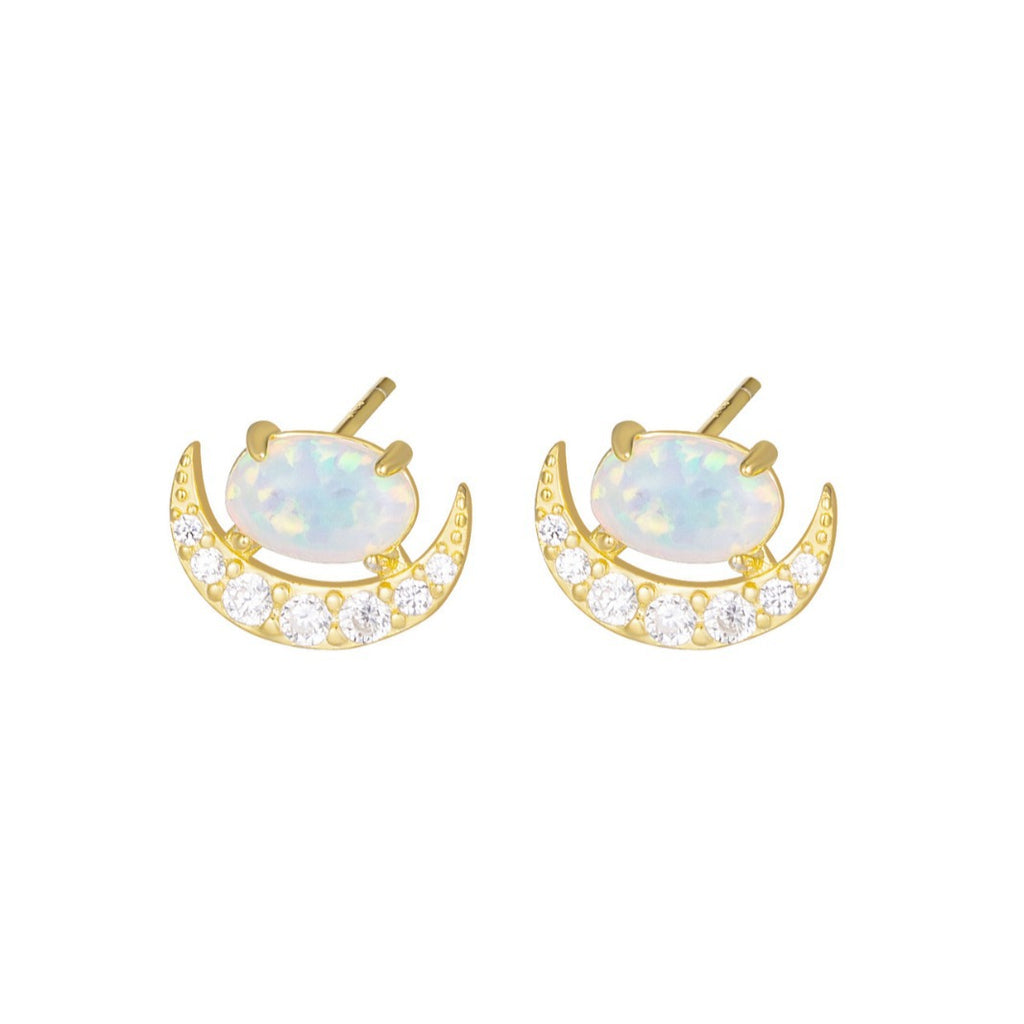 Womens Stylish And Delicate Moon-inlaid Clip-on Earrings