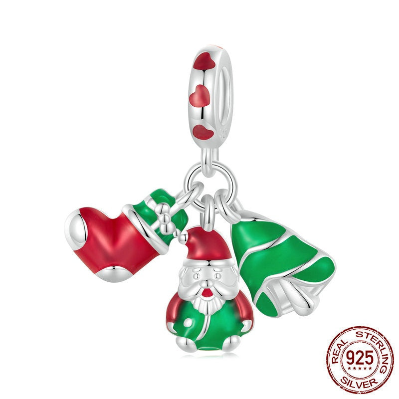 Luminous Santa Claus Diy Bracelet S925 Sterling Silver Beads