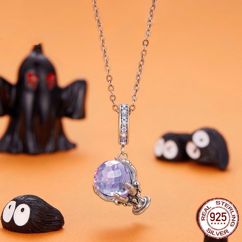 Halloween Magic Crystal Pendant Parts Sterling Silver Beads