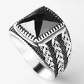 Gemstone-inlaid Alloy Ring For Men In European And American Styles