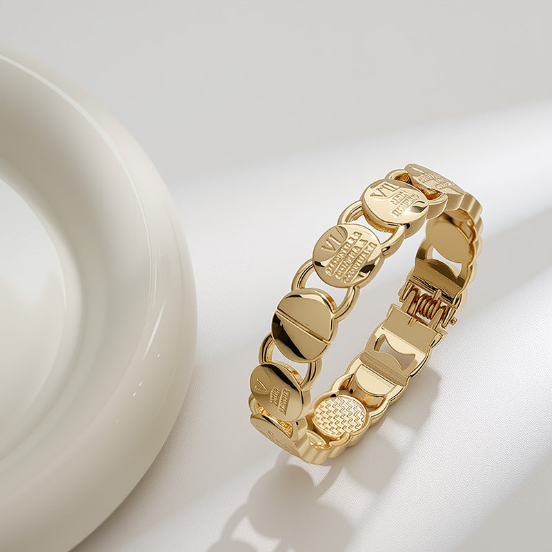 Womens Fashionable Textured Irregular-Mirror Bracelet
