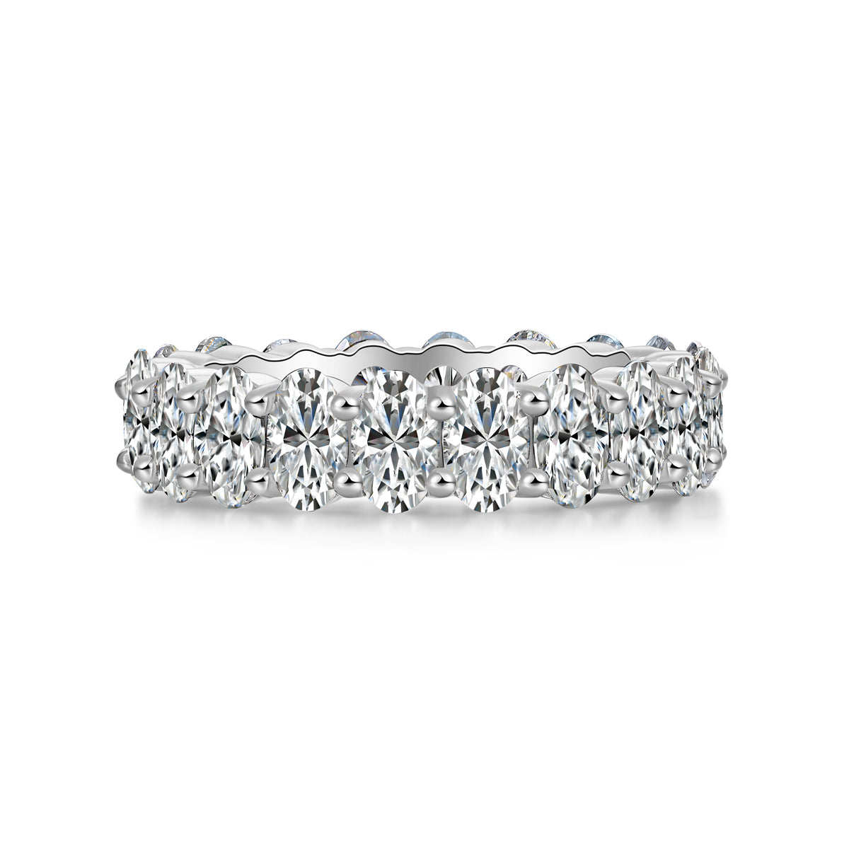 Luo Shen - A Wedding Ring Set With Top-quality Egg-shaped Moissanite S925 Silver And Platinum-plated Diamond. The Ring Can Be Inspected With A Diamond Pen
