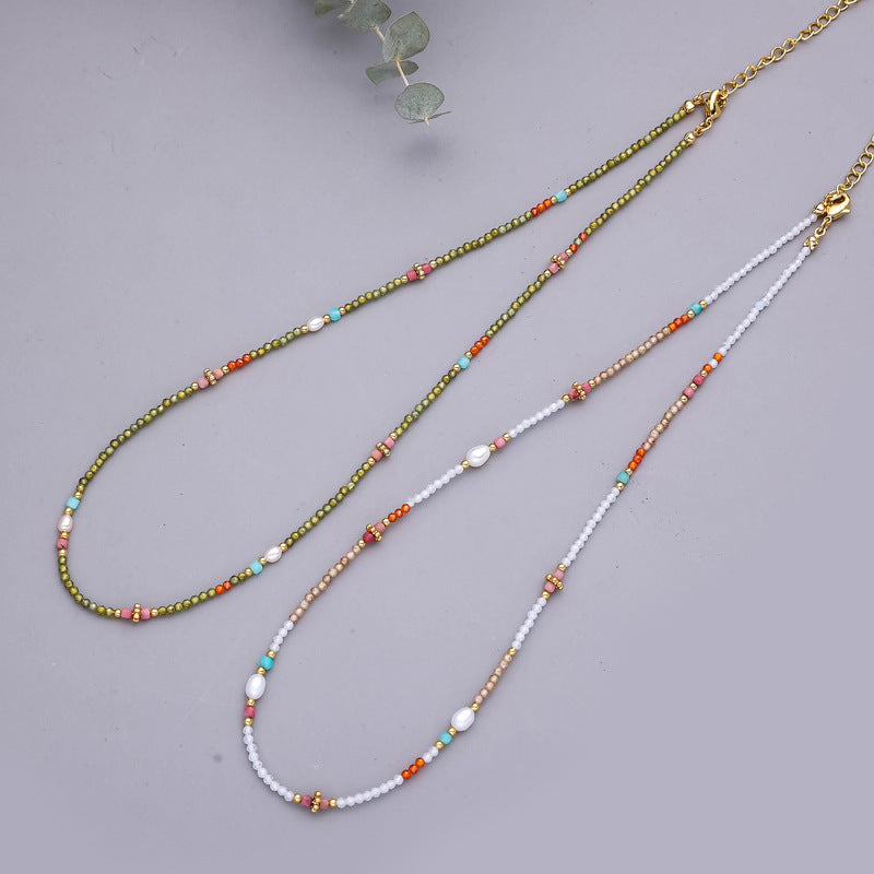 Zircon Colorful Dopamine Necklace Clavicle Chain For Women