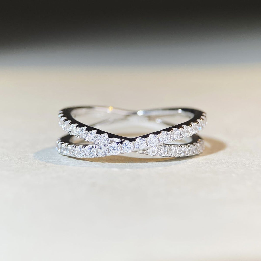 Mozan Ring D-color Cross-row Design Versatile And Easy To Match