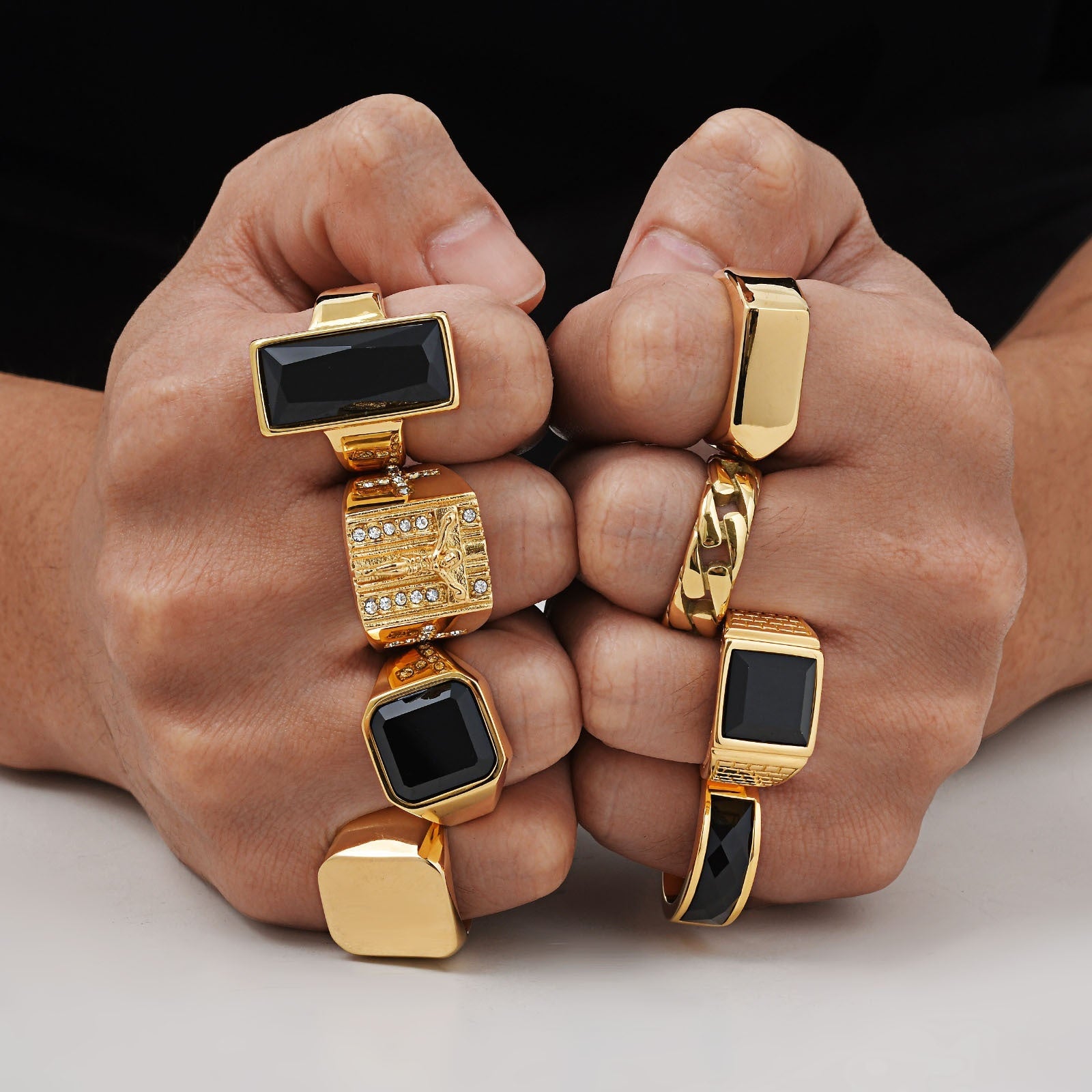 Creative Square Glass Rhinestone Men's Jewelry Ring