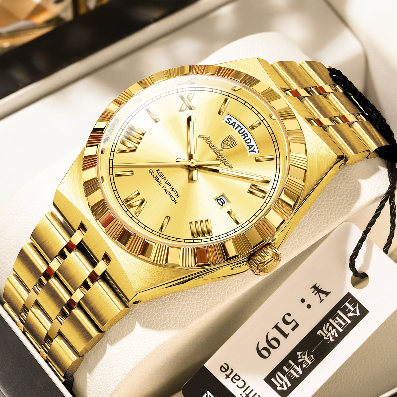 Trendy Men's Night Light Waterproof Watch