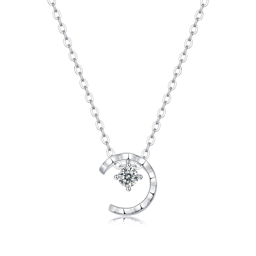 Womens Simple Moissanite Inlaid Pendant Necklace