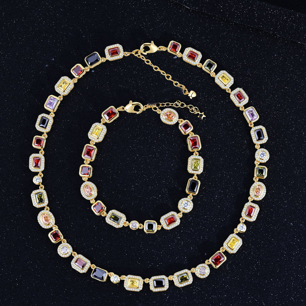 Hip-Hop Colorful Gemstone Womens Jewelry Necklace