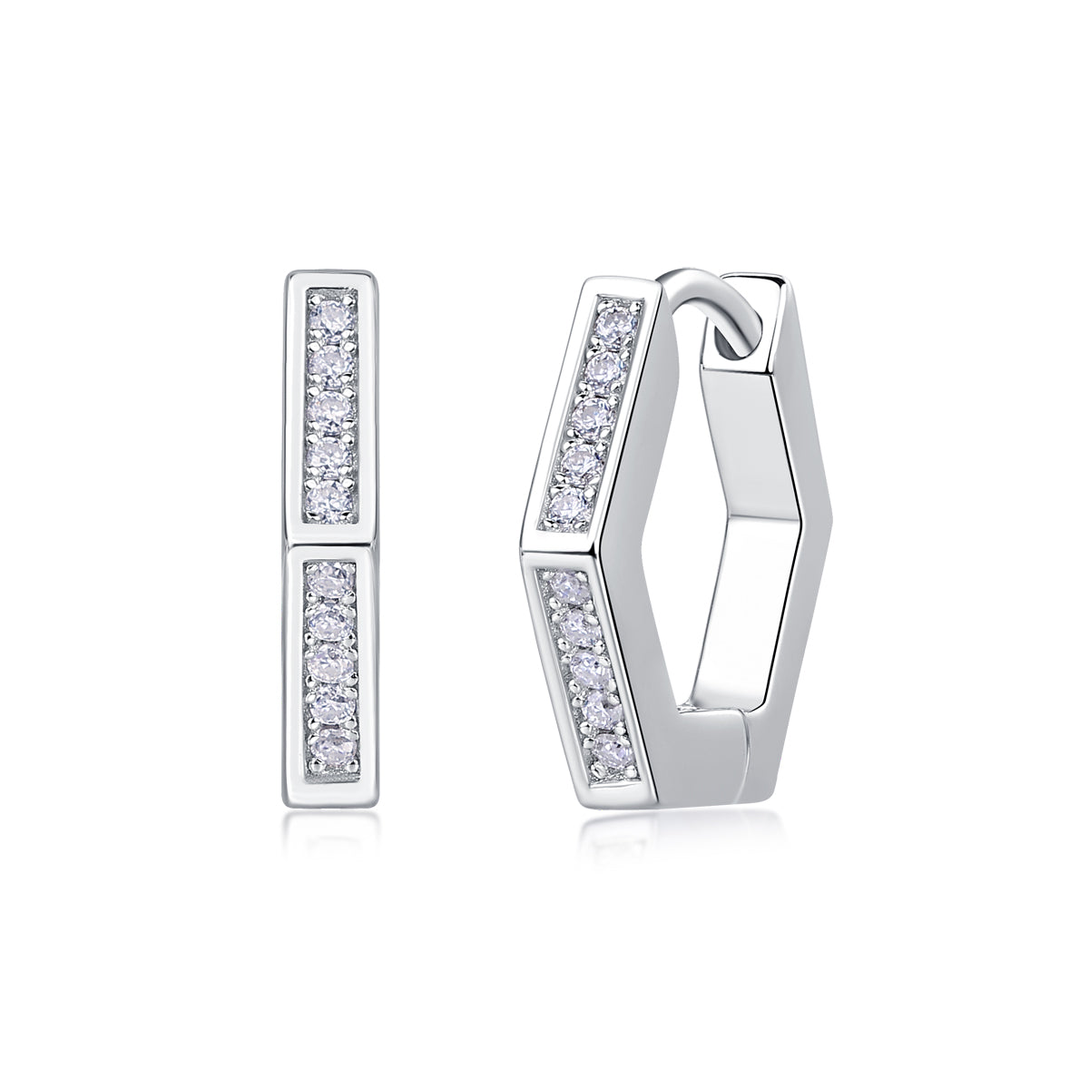 Mood - Earrings Set With Top-quality Moissanite S925 Silver And Platinum-plated Stud Earrings, A Fashionable And Trendy Accessory, Can Be Tested With A Diamond Pen