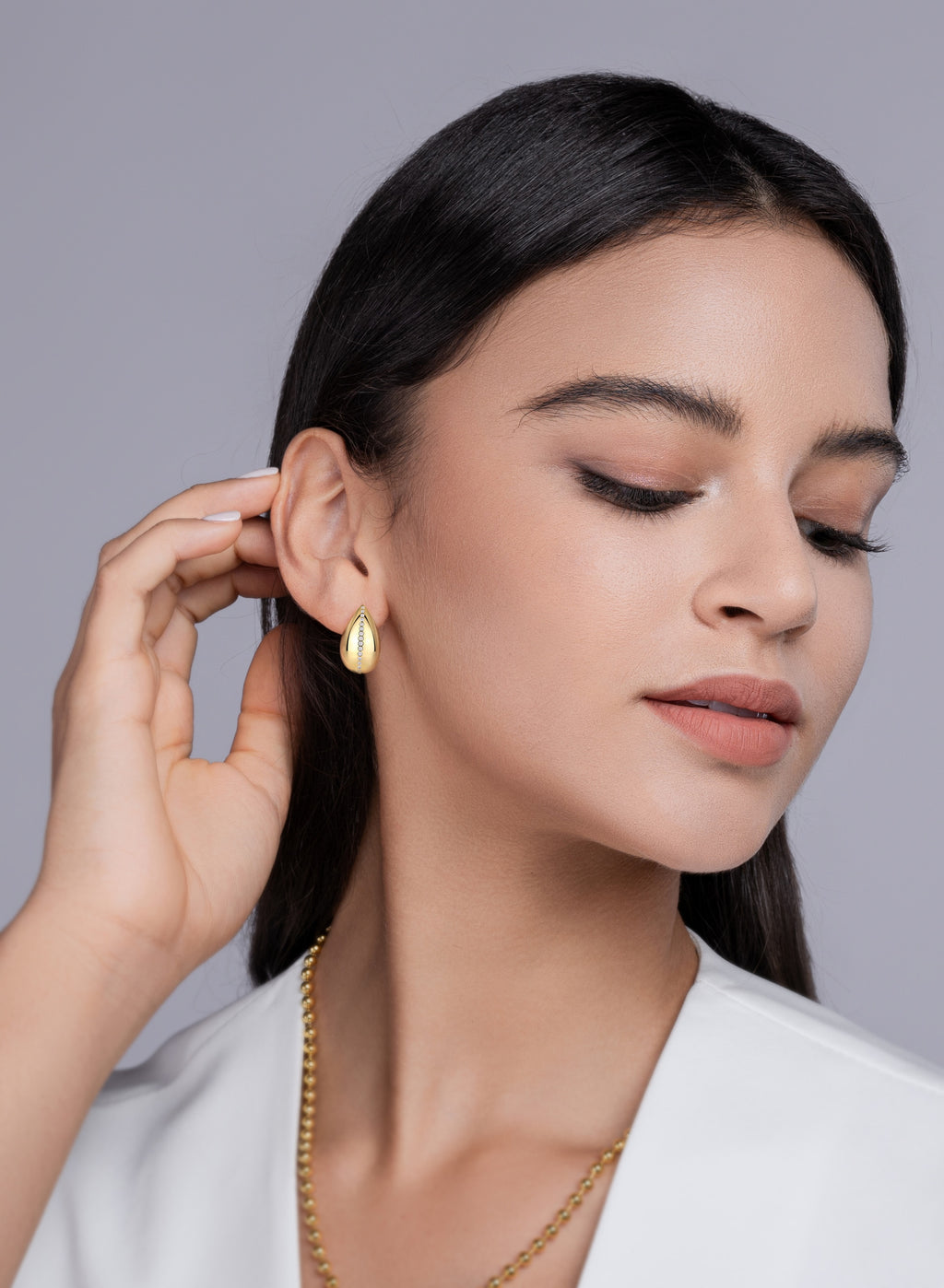 Light And Shadow Water Drop - Premium Moissanite Luxury And Fashionable Light Luxury Jewelry Silver Stud Earrings S925 Silver Electroplated Gold