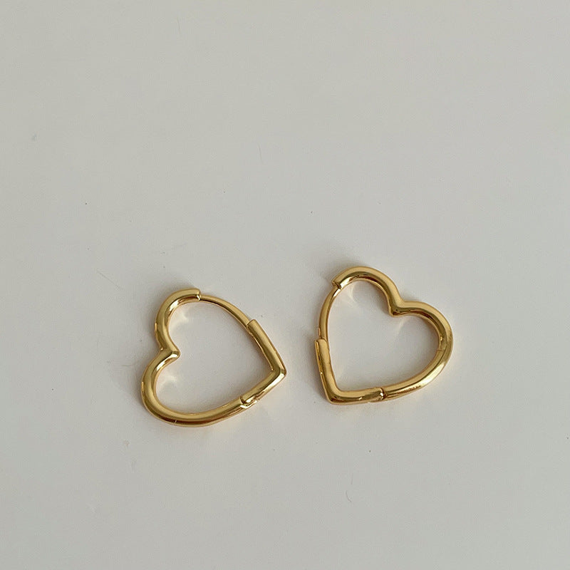 Simple, Versatile Plain Hoop Heart Earrings For Women