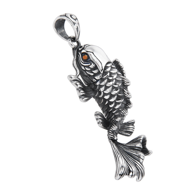 Sterling Silver Fish-leaping-dragon Pendant Unisex Personalized Design