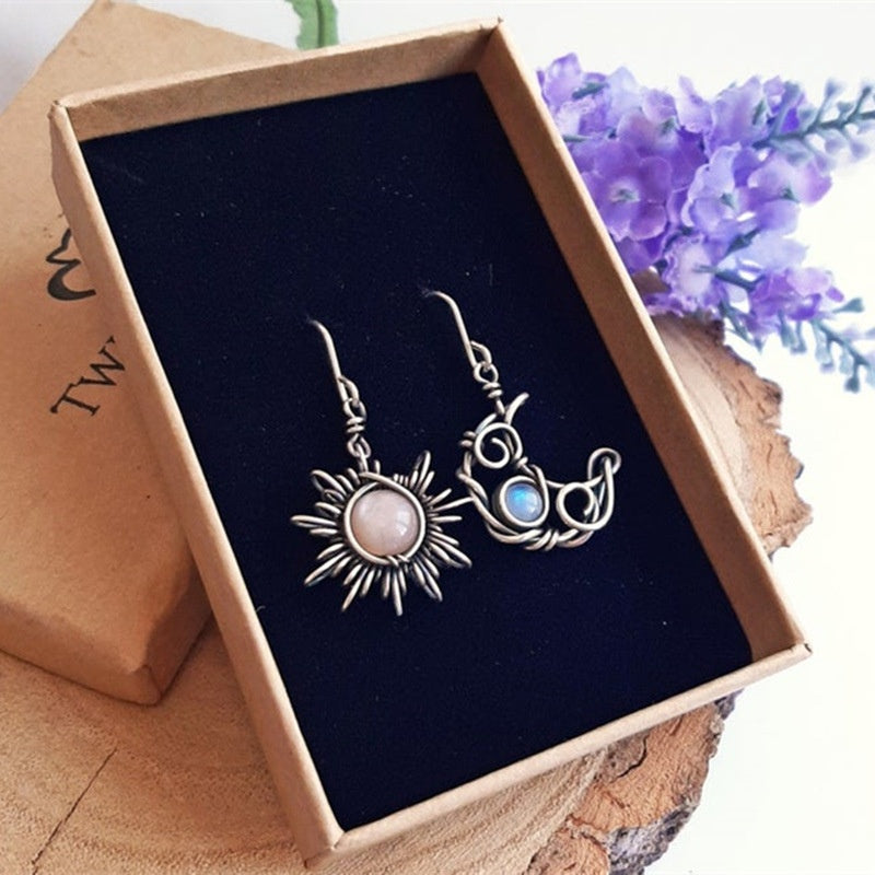 Asymmetrical Wrapped Star And Moon Earrings For Women