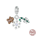 Ice And Snow Christmas Gingerbread Man Diy Pendant S925 Silver Bracelet Beaded