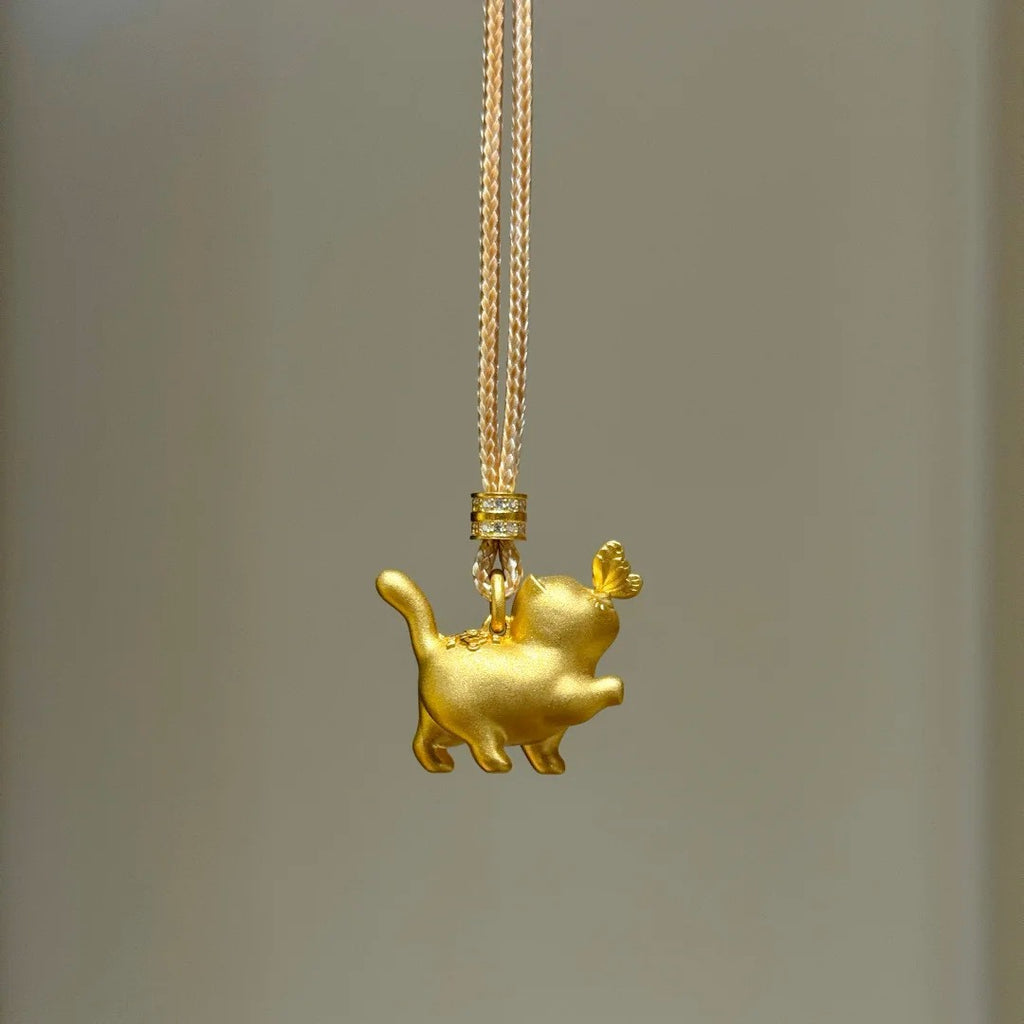 Kitten And Butterfly Pendant Adorable Sweet Cat And Butterfly Design