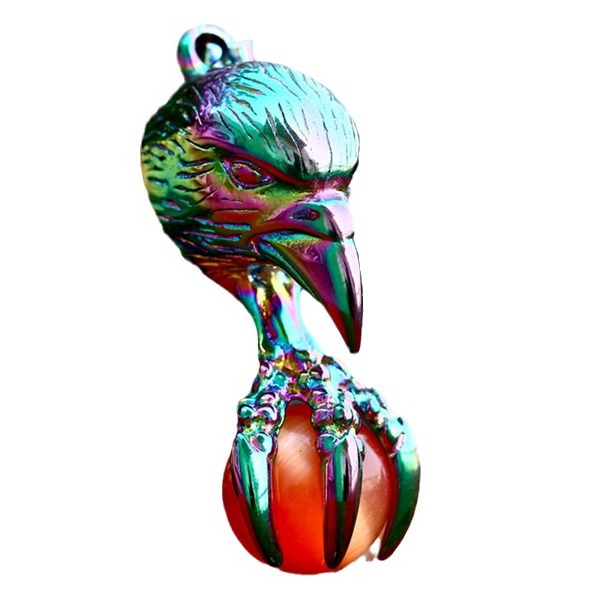 Stainless Steel Eagle Claw Pendant With Gemstone Setting