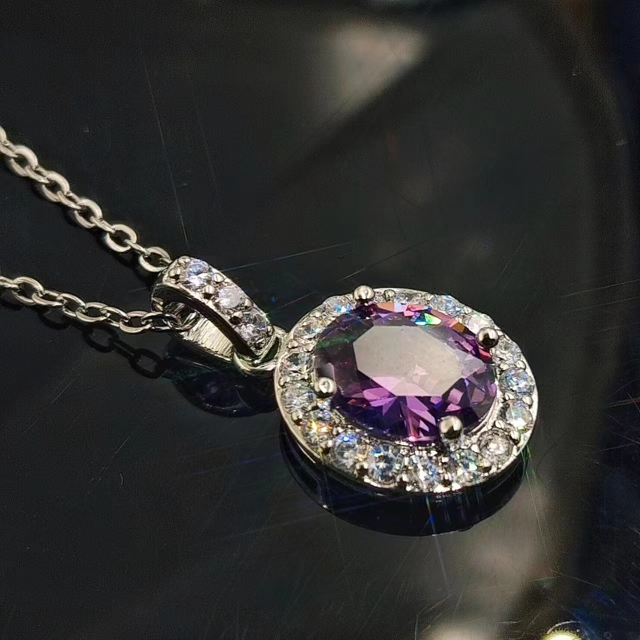 Mozanite-inspired Dove-egg Necklace With An Oval Shape