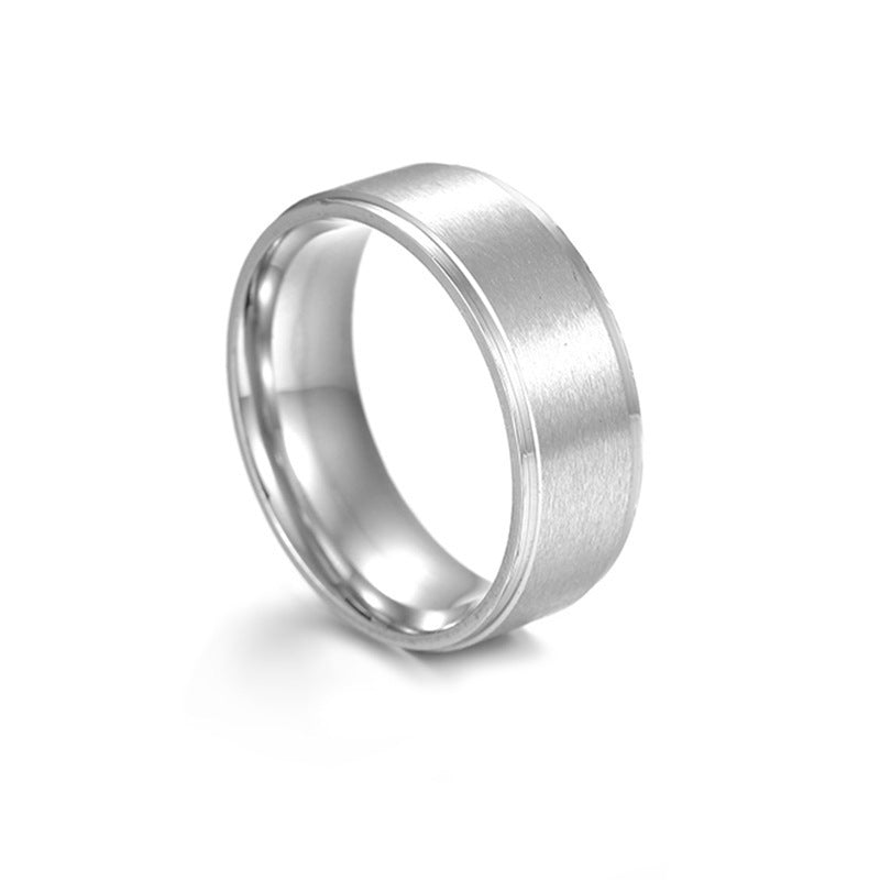 Stylish And Minimalist 8mm Matte Brushed Titanium Steel Ring For Men