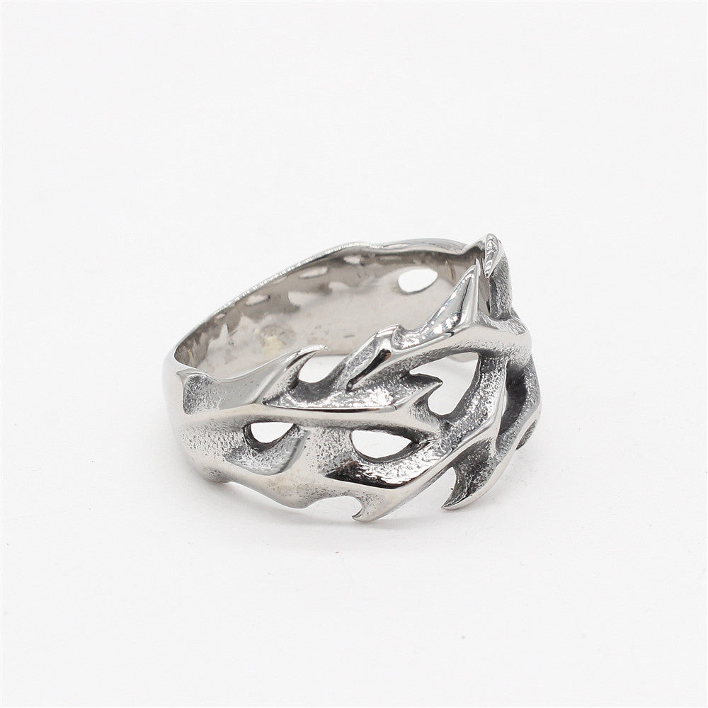 Vintage Dragon-Design Totem Flame Mens Titanium Steel Ring