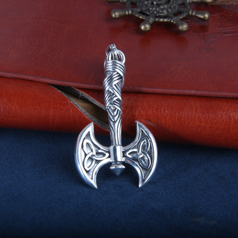 Pure Silver Viking Axe Pendant Unique Niche