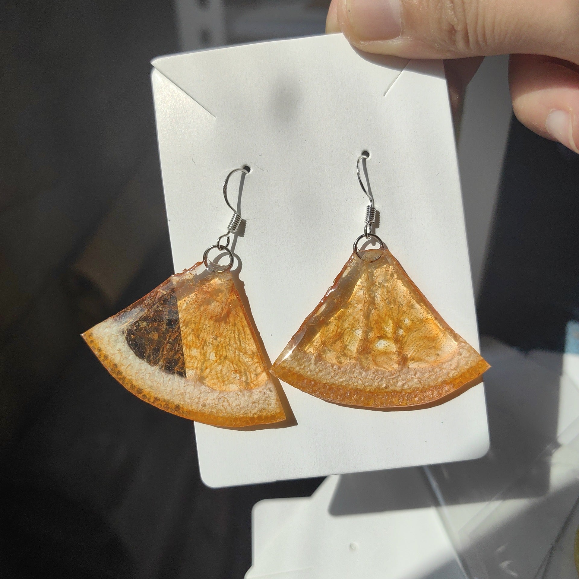 Natural Fruit-Dyed Epoxy Resin Handmade Creative Earrings For Women