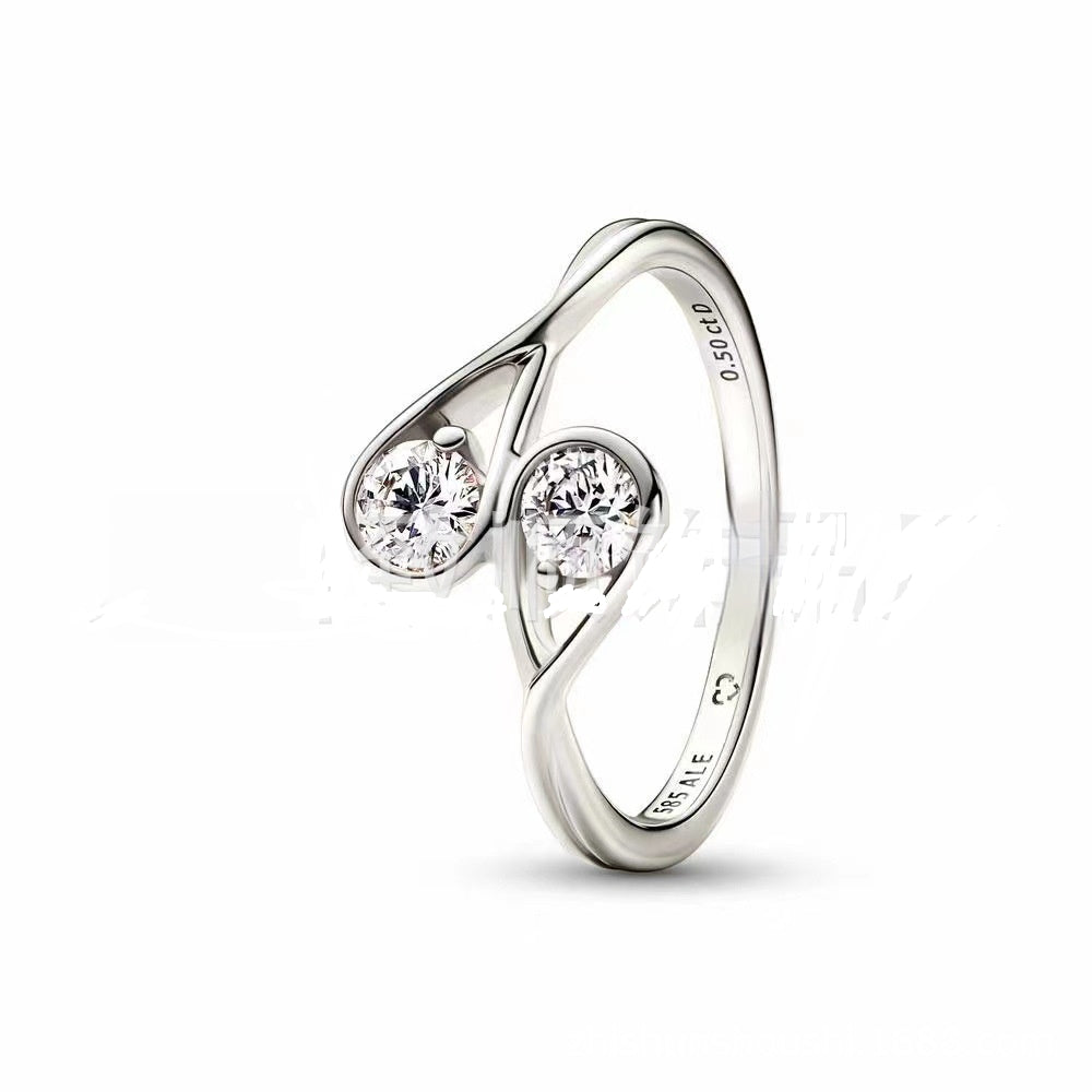 Fashionable Waterdrop-Encrusted Open Ring For Women