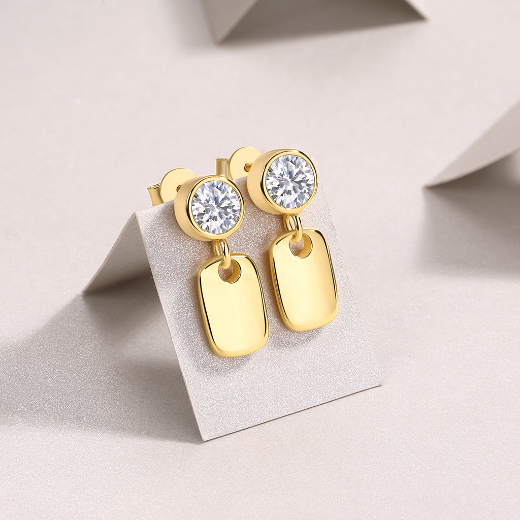 Geometric Starlight - Premium Moissanite Luxury Fashion Light Luxury Jewelry Silver Stud Earrings S925 Silver Electroplated Gold