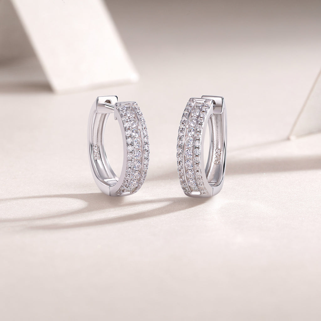 Brilliant Night - Premium Moissanite Luxury Fashion Light Luxury Jewelry Silver Stud Earrings S925 Silver Plated Platinum