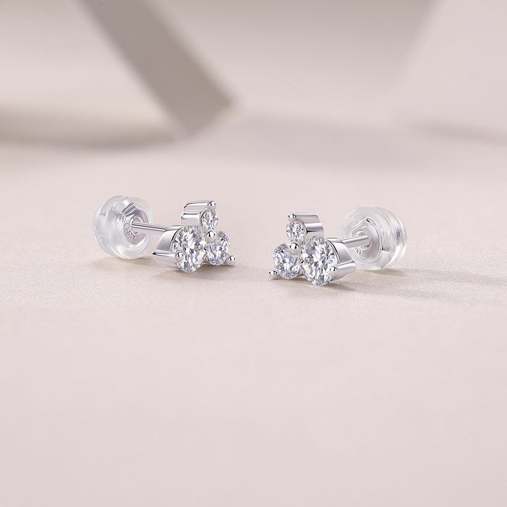 Wave - Earrings Set With Top-quality Moissanite S925, Silver And Platinum-plated Stud Earrings, A Fashionable And Trendy Accessory That Can Be Tested With A Diamond Pen