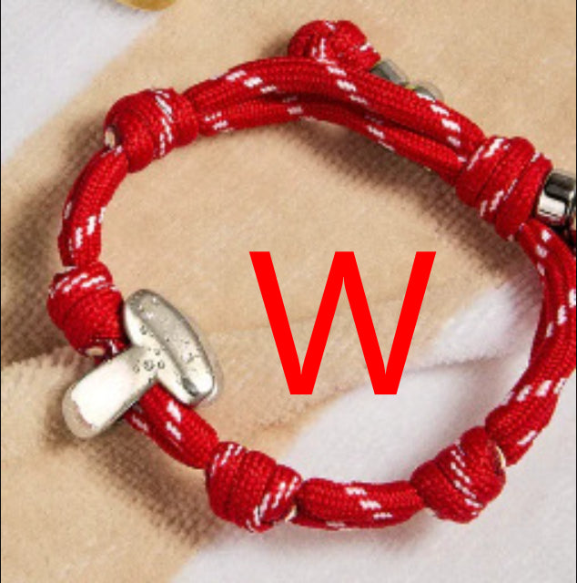 Colorful Braided Rope Bracelet With 26 English Letters  Pendant