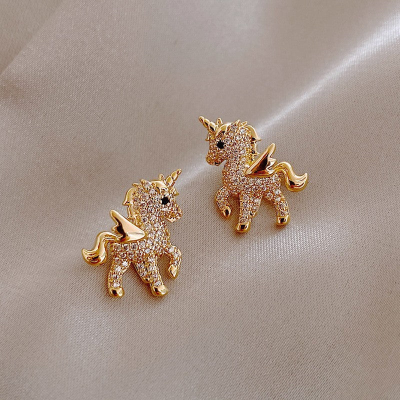 Angel Pony Pendant Necklace And Earrings